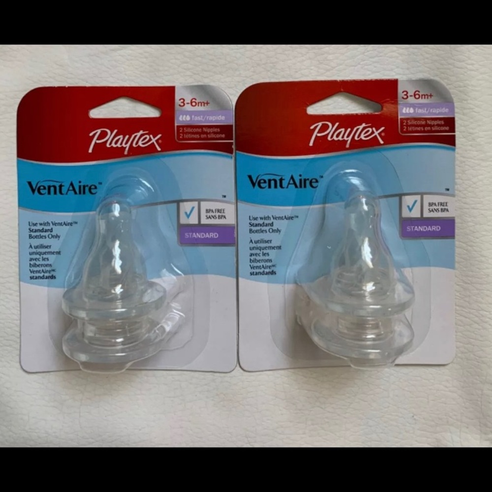 Playtex Silicone Nipples, Stage 2 Fast Flow -6 Nip